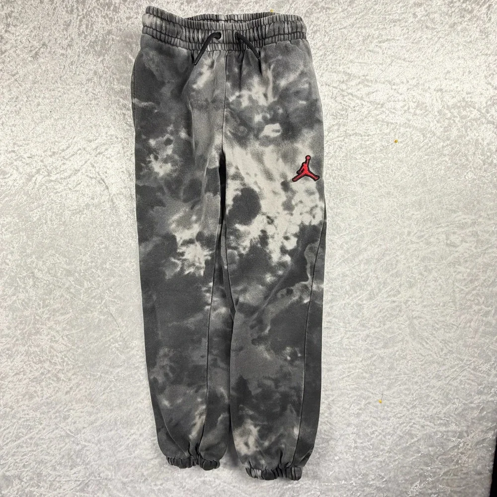 Jordan‎ Joggers Kids Small Grey White Tie Dye Fleece Pants Excellent Jumpman